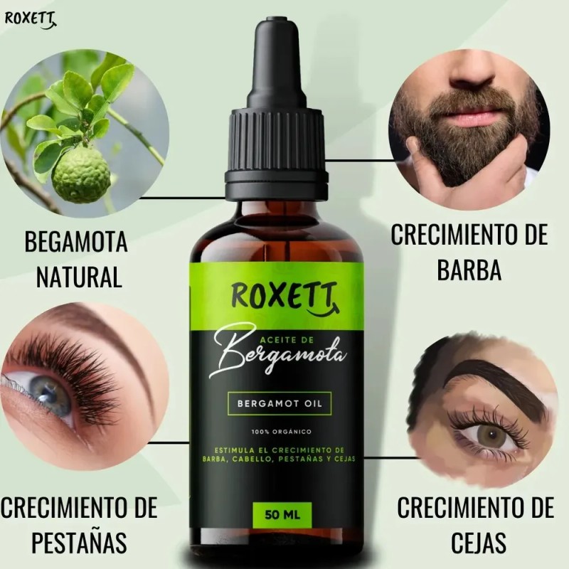 Aceite De Bergamota Natural Para Cabello, Barba, Cejas Y Pestañas