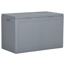 vidaXL Patio Storage Box- 47.6-Gallon Capacity- Gray PP Rattan- UV Weather Resistant- Lightweight- Easily Assembled- Modern Design