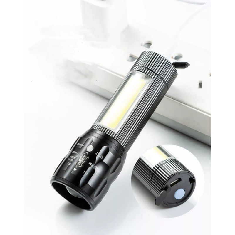 LJK Lampara Táctica Recargable Con Zoom 4 Modos Mini 3000
