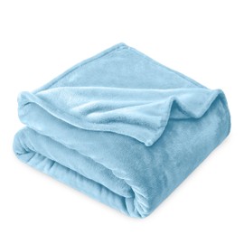 Bare Home Fleece Blanket - Twin/Twin Extra Long Blanket - Light Blue - Lightweight Blanket for Bed, Sofa, Couch, Camping, and Travel - Microplush - Ultra Soft Warm Blanket (Twin/Twin XL, Light Blue)