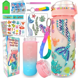 PELOSTA Decorate Your Own Water Bottle Kits for 3 4 5 6 7 8 Year Old Girls, Mermaid Toys Painting Crafts,Fun DIY Arts and Crafts for Girls Christmas Birthday Gifts (Mermaid 600ml)