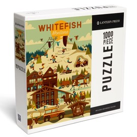 Lantern Press Made in USA Puzzle for Adults - 1000 Pieces, Reference Poster, Premium Box, Whitefish, Montana, Ski Resort, Geometric