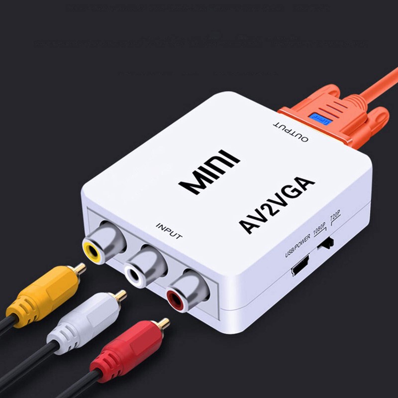 Wscoficey Mini AV2 VGA Video Converter Box AV RCA CVBS