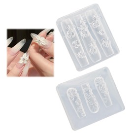 2pcs Silicone Nail Art Flower Molds,Nail Molds,Nail Molds For Nail Art,Silicone Nail Tools,Cute Silicone Nail Art Molds Tools For Charms,Nail Charm Molds For Women,Making Tool Decor Accessories