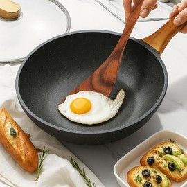 HANSGO Wooden Spatula, 12 Inch Acacia Wood Nonstick Turner, Right Hand Long Handle Flat Frying Spatulas, Kitchen Gift for Mother Wife Grandma, Non Toxic Cooking Utensils for Eggs, Fish, Pancakes