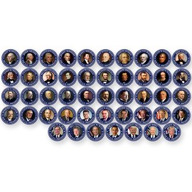 Sheet of All 47: 2.5 inch Round Presidents of The United States Stickers (Scrapbooking us u.s. potus Decal Vinyl Presidential)