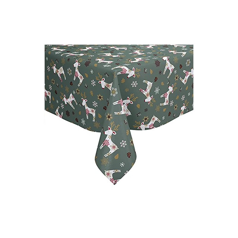 Karina Home Scandi Christmas Reindeer PVC Vinyl Wipe Clean Oilcloth