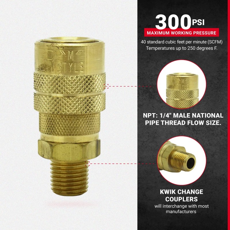 Milton (S-716) 1/4" Male NPT M Style (Industrial) Air fitting