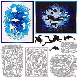 GLOBLELAND Underwater World Cutting Dies Metal Fish Coral Die Cuts Layered Diving Silhouette Cutting Embossing Templates for Scrapbooking Crafts Paper Cards Making