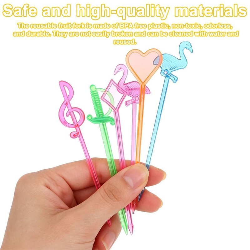 Set of 200 Multicoloured Cocktail Sticks for Children, barbecues, Family