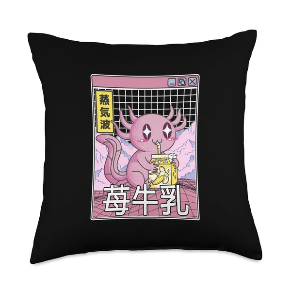 TOKYO WAVES Axolotl Banana Milk Kawaii Grid Vaporwave Aesthetic Anime