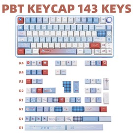 TIMSEKER 147 Keys Blue Aesthetic Custom PBT Keycaps, Cherry Profile, ANSI/ISO Compatible