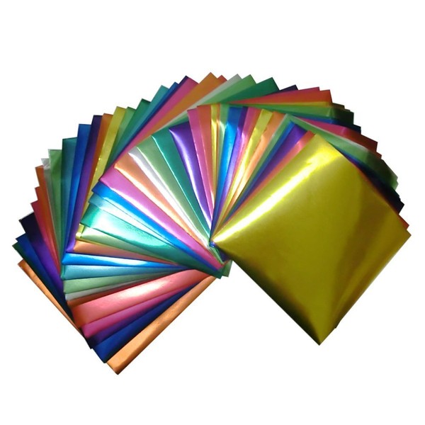 Foil Color Origami Folding Paper 90 Sheets Set Metallic Color
