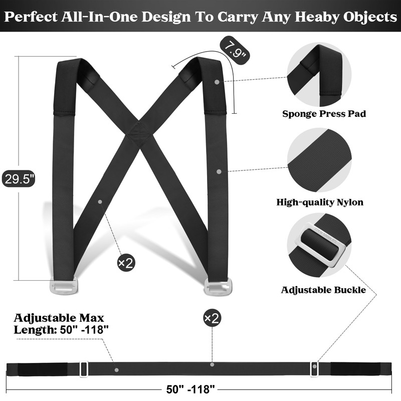 DEYACE Moving Straps 2-Person Lifting Straps for Moving Furniture, Appliances,