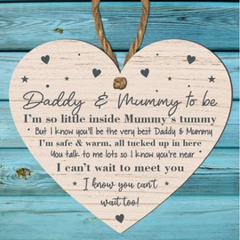 Handcrafted Countdown to Parenthood: Mummy & Daddy to Be Wooden Plaque - A Heartfelt Baby Shower Keepsake & Nursery Decor 10cm x 9cm