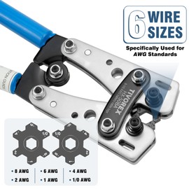 Tivorex Battery Cable Wire Lug Crimping Tool for AWG 8-1/0 Heavy Duty Wire Copper Lugs, Electrical Lug Crimper with Cable Cutter