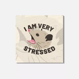 Unbranded Opossum is Very Stressed 4'' X 4'' Square Wooden Coaster