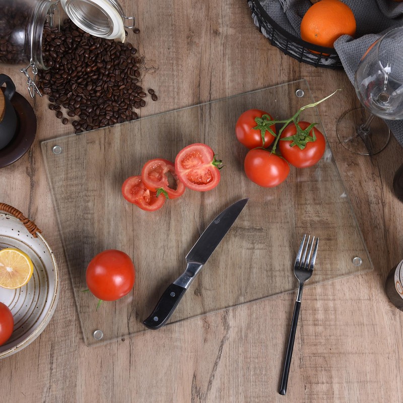 Phore Tempered Glass Cutting Board for Kitchen, Dishwasher Safe, Clear