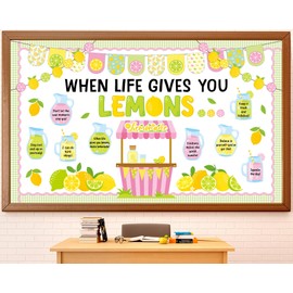 Summer Lemon Bulletin Board Decorations Lemonade Themed School Bulletin Decor Squeeze the Day Classroom Decor Set Lemon Cutouts Board Border for Back to School Office Wall Decors Supplies