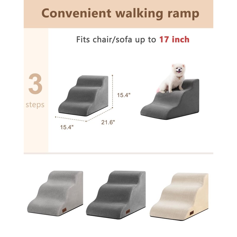 Dog Stairs for Small Dogs,3 Step Dog Ramp for Couch