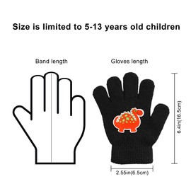 QKURT 6 Pairs Magic Gloves for 5~13 Year Old Kids, Black Full Finger Winter Gloves Magic Stretch Gloves Knitted Warm Gloves for School Commuting Outdoor Playing