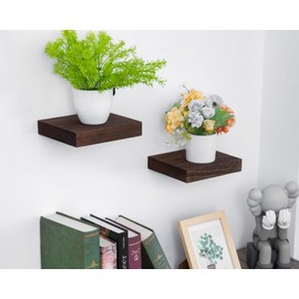 QsQueen Floating Shelves, Floating Shelves for Wall, Wall Shelves with Invisible Bracket, Bathroom Shelves, Bedroom Decor, Floating Shelf, Shelves for Wall Storage, Display Shelf, Set of 2
