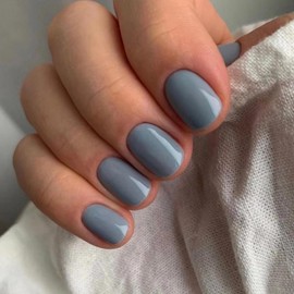 Ceboic 24Pcs French False Nails Short Square Press on Nails Glossy Light BluePure Color Full Cover Stick on Nails Acrylic Glue on Nails Natural Fake Nails for Women and Girls Manicure Art Decorations