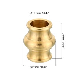 PATIKIL 22x25mm Solid Brass Lamp Neck, 2 Pack Threaded Turned Brass Spindle Slips Lamp Finial Pipe Coupling for Lamp Decoration