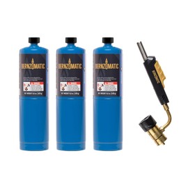 Bernzomatic 328640 TS99T Trigger Start Swivel Head Torch (TS99T Torch + 3 Propane Gas Bottles)