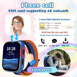 AYATAHA Smart Watch for Kids, 4G Kids Smartwatch Phone Touch Screen, Call SOS Games Pedometer Fitness Alarm Calculator Clock Camera Music Player, Suitable for Children Aged 4-12 Years Old, Black