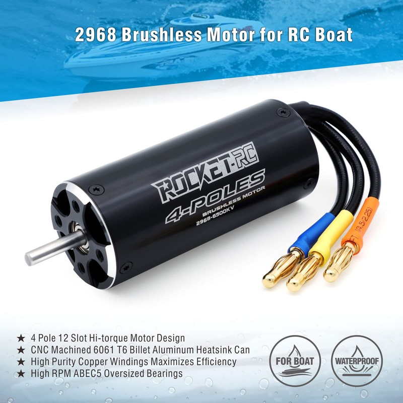 Brushless RC Boat Motor, Surpass Hobby 2968 6500KV Brushless Motor