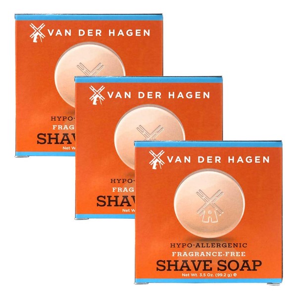 Van Der Hagen Men's Luxury Fragrance Free Shave Soap (Pack of 3)