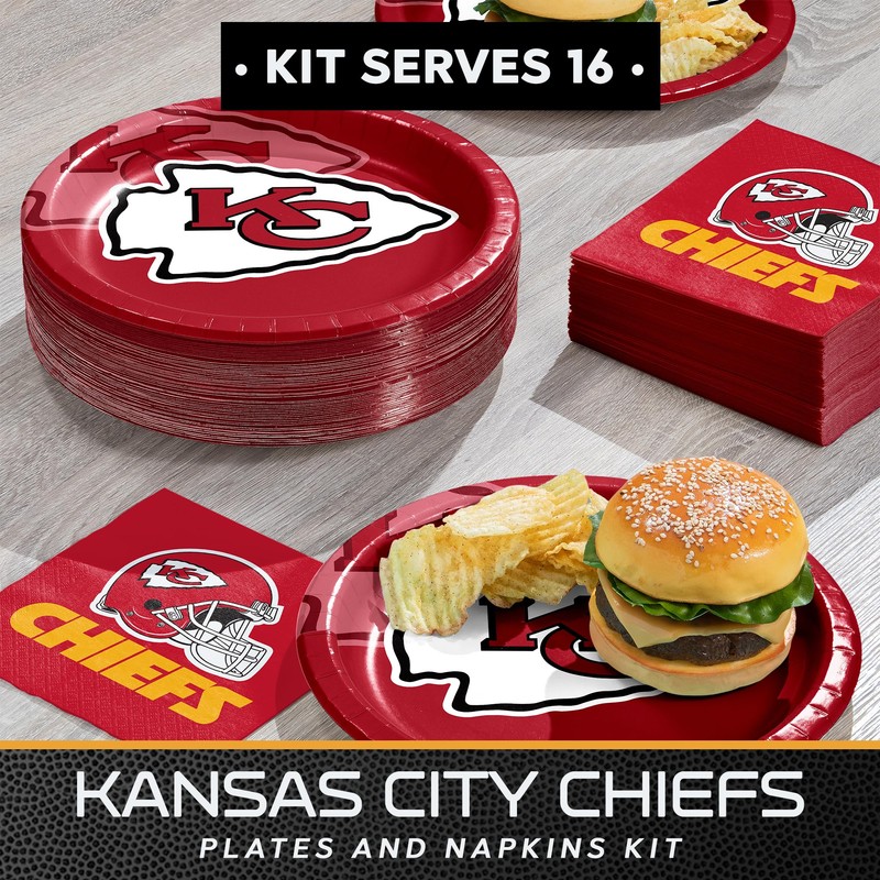 Trendware Kansas City Chiefs Paper Plate and Napkin Party Kit,