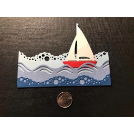 HANDMADE Paper Die  Cut 1 Sailboat Set Scrapbook / Card Embellishment