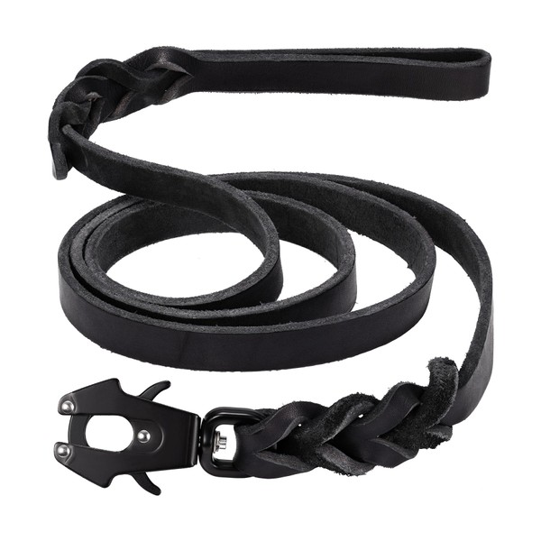 GEIT 4/5/6FT Leather Dog Leash, Heavy Duty Dog Training Leash,