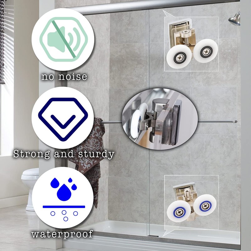 4pcs Shower Door Twin Rollers - 2 Top & 2