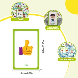 VINSPIRE PECS Communication Cards - 32 Pieces Autism Communication Cards with Loss Prevention Strap to Help Children Communicate Nonverbally, Special Education, Visual Aids