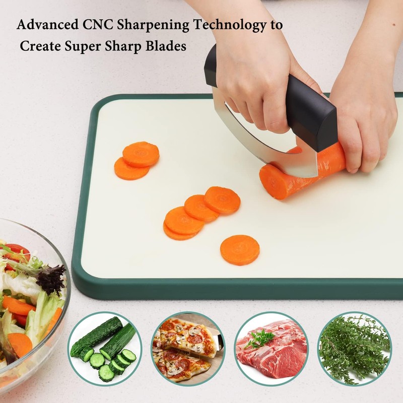 KITCHENDAO Come Apart Mezzaluna Salad Chopper Knife Tool, Easy Cleaning,