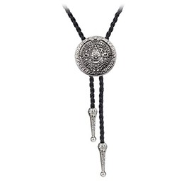 JPJZY BRBAM American Indian Style Western Cowboy Native American Bolo Tie Retro Solar Calendar Leather Bolo Necktie (Solar Calendar-Silver)