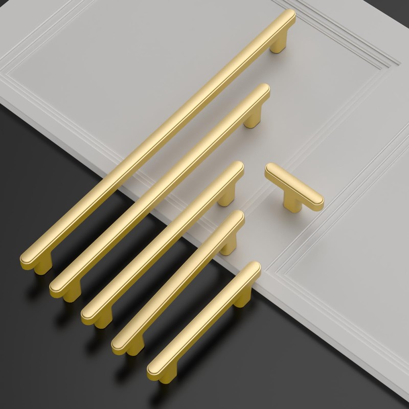 Asidrama 10 Pack 3 Inch(76mm) Brushed Gold Kitchen Cabinet Handles,