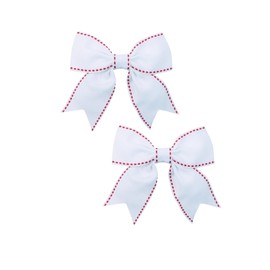 Baby Girls' Hair Clips Moonstitch Edge Hair Bow Grosgrain hairpin Bow Hair Barrettes.(FJ125) (White)