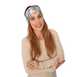 Brand elia Elastic Hair Band/Headband with Flower Pattern. Lady Sport Yoga Headband Hair Band Casual Fashion Accessory, Hand Made in Spain. -