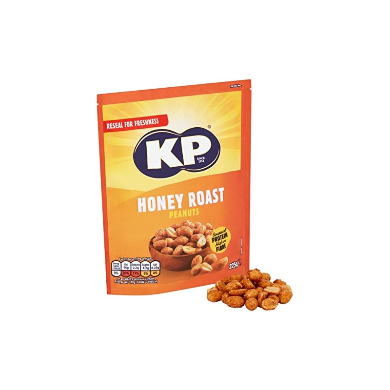 KP Nuts Share Bag of Honey Roast Flavoured Peanuts, 225g