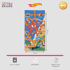 Hot Wheels Asciugamano Bambini Ufficiale | Morbidezza ultra morbida | Design Creature | Perfetto per casa, bagno, spiaggia e piscina | Taglia unica 70 x 140 cm | 100% cotone