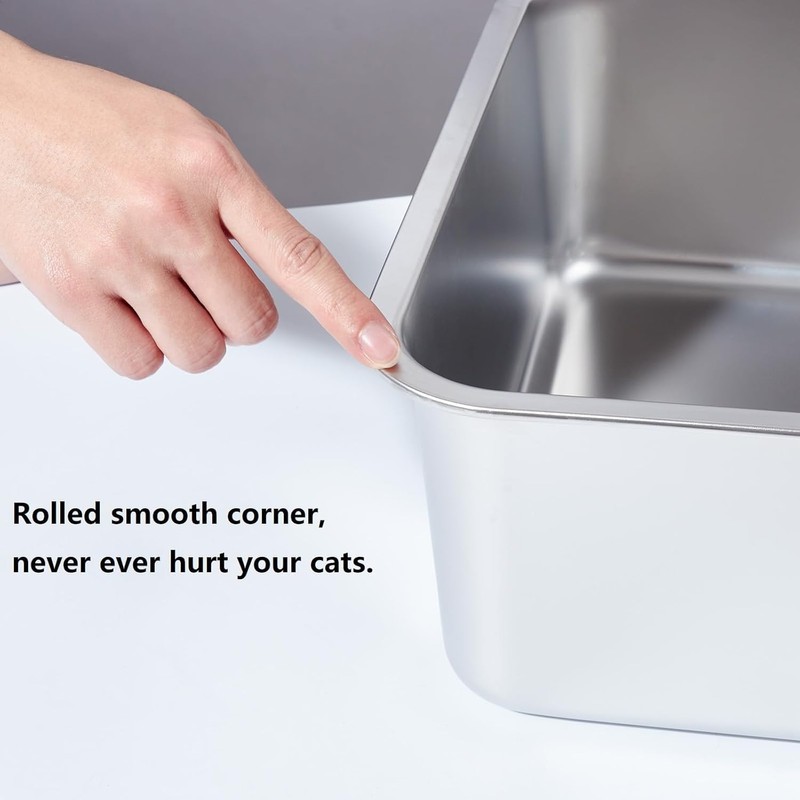 Nyutu XL Stainless Steel Litter Box, Extra Large High Sided