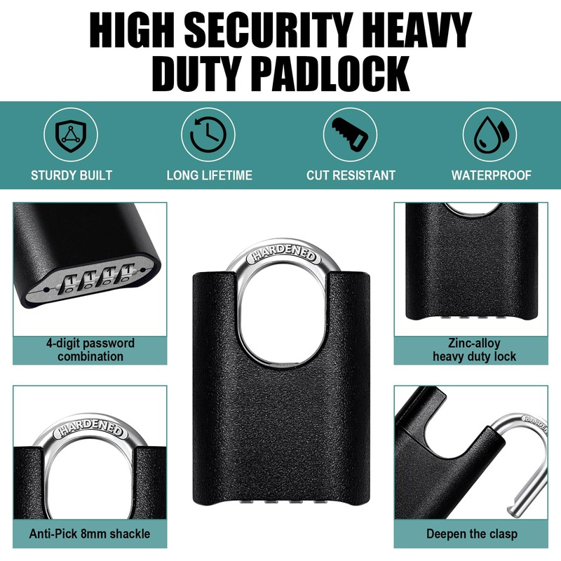 Heavy Duty Combination Lock with Chain,47 inch Long,8mm Thick ，Safety