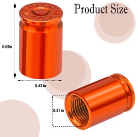 MEAJOO 8PCS Bullet Shell Tire Valve Stem Caps, Aluminum Alloy Car Air Stem Cap, Universal Dustproof Tire Valve Stem Covers for Cars, SUV, Trucks, Bikes, Motorcycles, Bicycles (Orange)