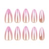 Chrome Press on Nails Medium Almond Fake Nails Pink Ombre