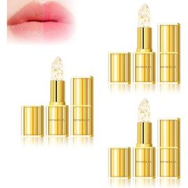 Bymolia Lápiz Labial que Cambia de Color,Bimolia Lip Stick Transparent,Por Molia Gold Crystal Color Changing Lip Stick, Moisturizing Glossy Shine Lip Gloss (3pcs)