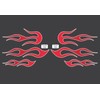 Universal Cherry Red Motorcycle Flame Decals with White Pinstripe -